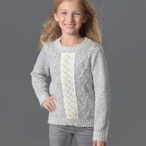 SALE! Boutique‎ Creamie Girls Sweater w/lace front 4 5 6 NWT